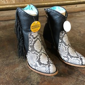 Corral python fringe boots
